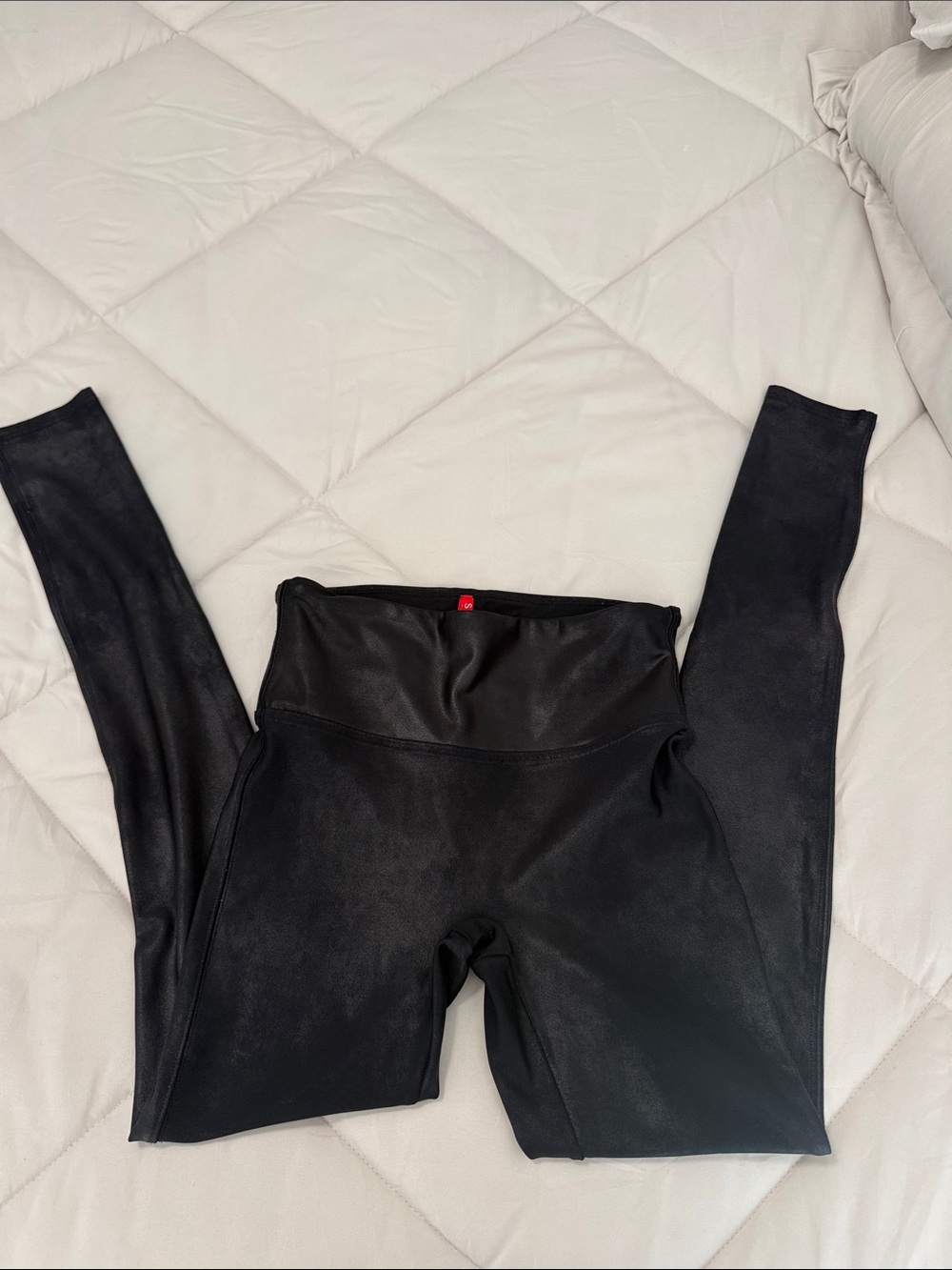 Small SPANX Black Faux-Leather High-Waist Leggings